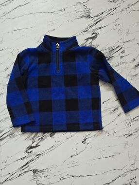 The Children's Place Blue & Black Buffalo Plaid Quarter-Zip Fleece